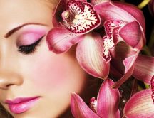 Beautiful pink make-up like an orchid - HD wallpaper