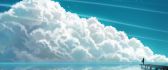 Big fluffy cloud on the beautiful blue sky -abstract drawing