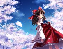 Hakurei Reimu - anime girl in the middle of blossom trees