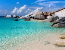 Magic blue water - beautiful rocks and beach