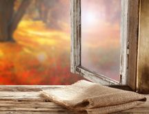 Old window in the new season - autumn