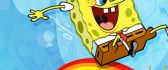 Funny cartoons - lovely spongebob run on the raibow
