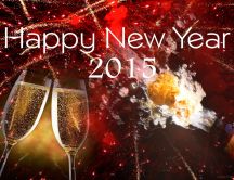 Happy New Year 2015 - fireworks and champagne