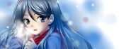 Anime girl with blue hair - winter moments