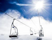 Chairlift through the clouds - Hd winter wallpaper