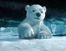 Sweet polar bear - cold winter night