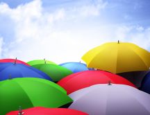 Colourful umbrellas in the sky - HD wallpaper