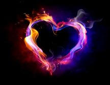 Beautiful heart made of magic flame