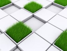 Abstract tetris game with grass - HD wallpaper