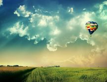 Coloured  hot air balloon flying in the sky-nature wallpaper