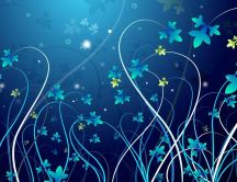 Blue and green leaves - Vector and design wallpaper