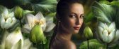 Girl in the water between white lilies - Fantasy wallpaper
