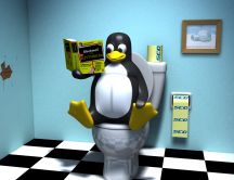 Linux Wallpaper - The penguin reads the magazine