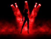 A girl dancing in the red lights - Graphic wallpaper