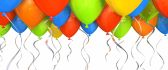 Many colorful balloons with ribbon - 3D wallpaper