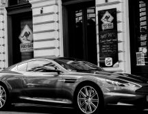 Black Aston Martin DBS Coupe - White and black wallpaper