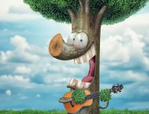 A fantastic tree playing the guitar - Artistic wallpaper