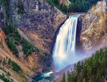 Amazing waterfall in Yellowstone National Park