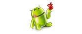 Android eating red apple - HD wallpaper
