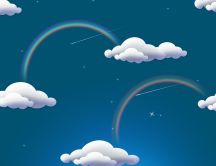Abstract sky with white clouds and rainbows