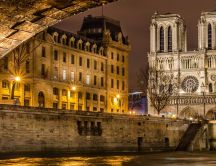 Notre Dame Cathedral from Paris lighted in night