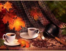 Black coffee on the autumn season
