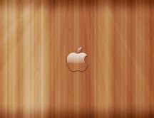 Transparent apple logo on wooden panels