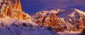 Snow on the Sella Group mountains from Italy