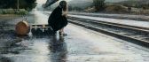 Waiting the rail in the rain - beautiful HD wallpaper