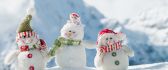 Happy three snowmen - beautiful white winter wallpaper