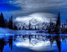 Beautiful winter landscape - mirror of the moon