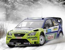 Ford rally car in the winter season - HD wallpaper