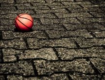 Basketball ball on the street - hd sport wallpaper