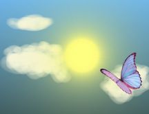 Colored butterfly on a cloud- summer hot day