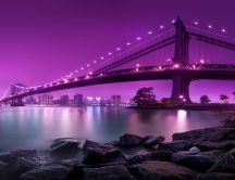 Wonderful purple color of the sky - bridge in the night