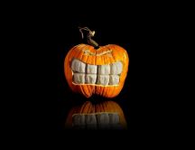 3D teeth in the Halloween pumpkin - HD wallpaper