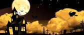 Scary Halloween night - Witch and bats on the dark sky