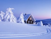 Path in the big snow - wonderful white winter season