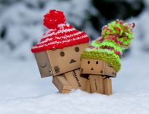 Frozen Amazon box in the snow - Sweet hug