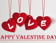 Love write on red hearts - Happy Valentines Day
