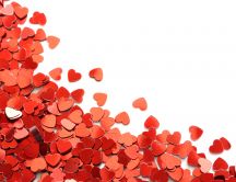 Millions red hearts on a white table - Happy Valentines Day