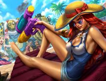 Cartoon characters at pool party - Summer edition