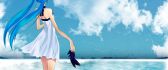 Long blue hair - Anime girl at seaside - HD wallpaper