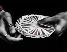 Magic cards and magic hands - HD black and white wallpaper