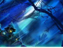 Ghosts and spider-web on the Halloween night