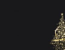 Small golden Christmas tree in the dark night - HD wallpaper