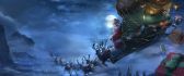 Santa Claus with Rudolf and deers flying - Merry Christmas