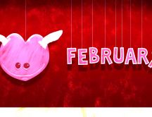 Little pink monster of love - February month Valentines Day