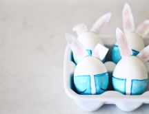 Blue rabbits made from eggs - Happy Easter Holiday