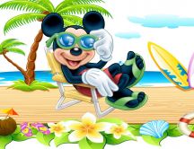 Mickey Mouse at the beach - Funny Cartoon wallpaper